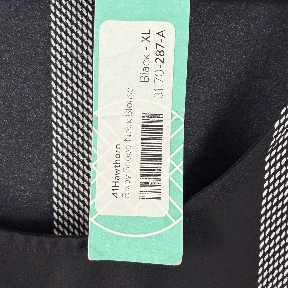 41 Hawthorn Bixby Scoop Neck Blouse Women XL Black Windowpane Plaid NEW - Picture 4 of 15